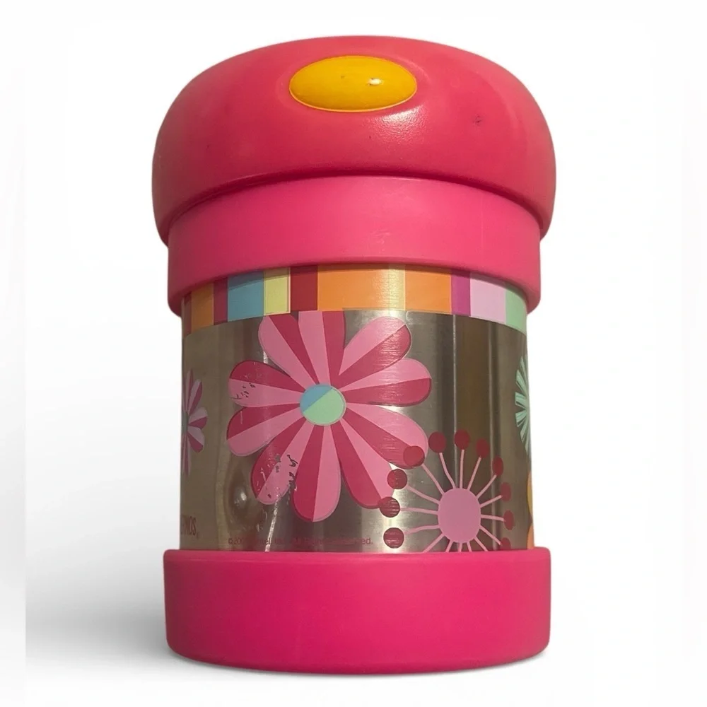 Barbie Insulated Food Jar Lunch Container Pink Floral Stainless Steel Thermos 5